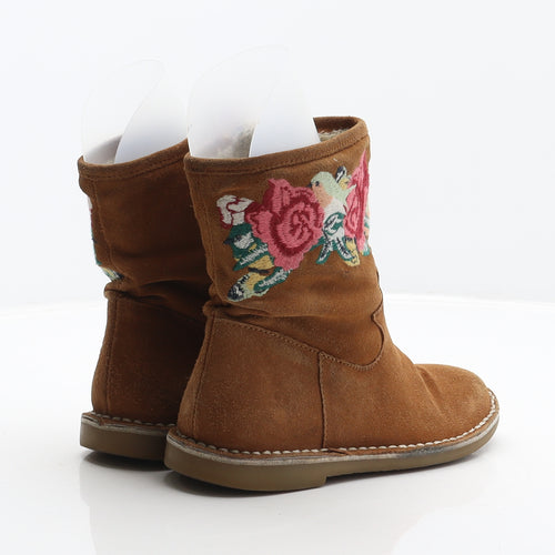 Zara Girls Brown Suede Shearling Style Boot UK 13 31