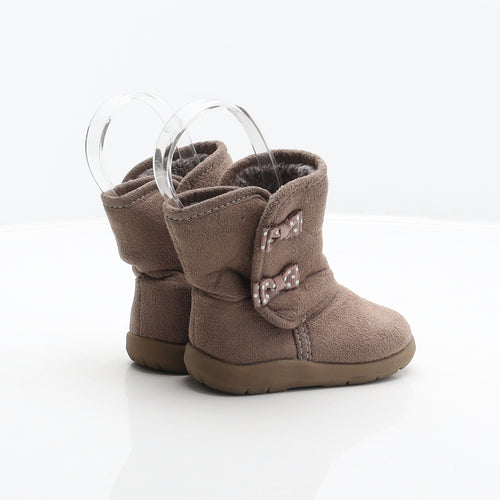 Preworn Girls Brown Polyester Shearling Style Boot UK 4