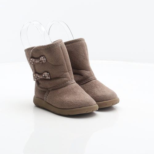 Preworn Girls Brown Polyester Shearling Style Boot UK 4