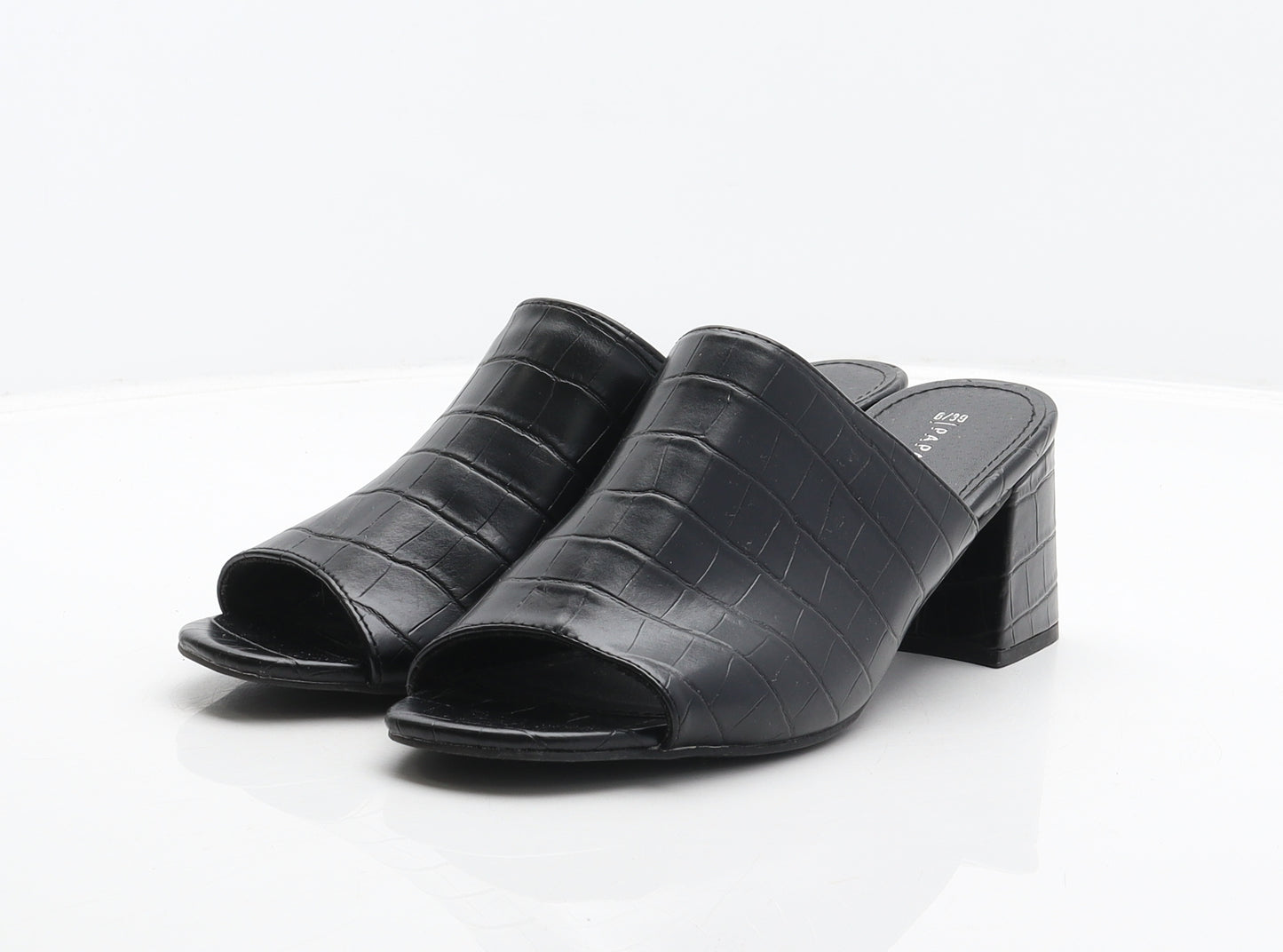 Papaya Womens Black Animal Print Synthetic Mule Heel UK 6 39 - Croc pattern