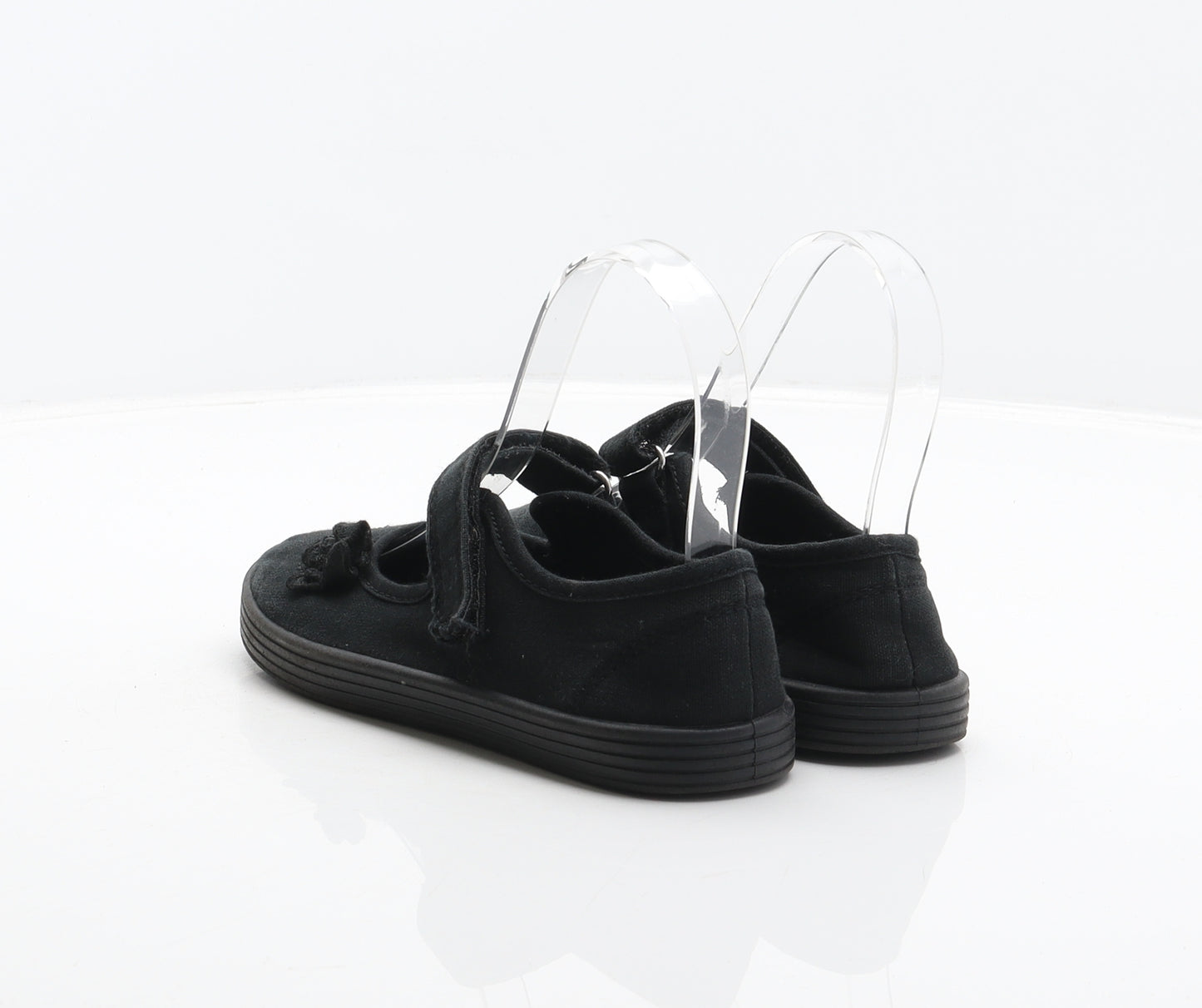 NEXT Girls Black Fabric Mary Jane Flat UK 12.5 31 - Flower detail
