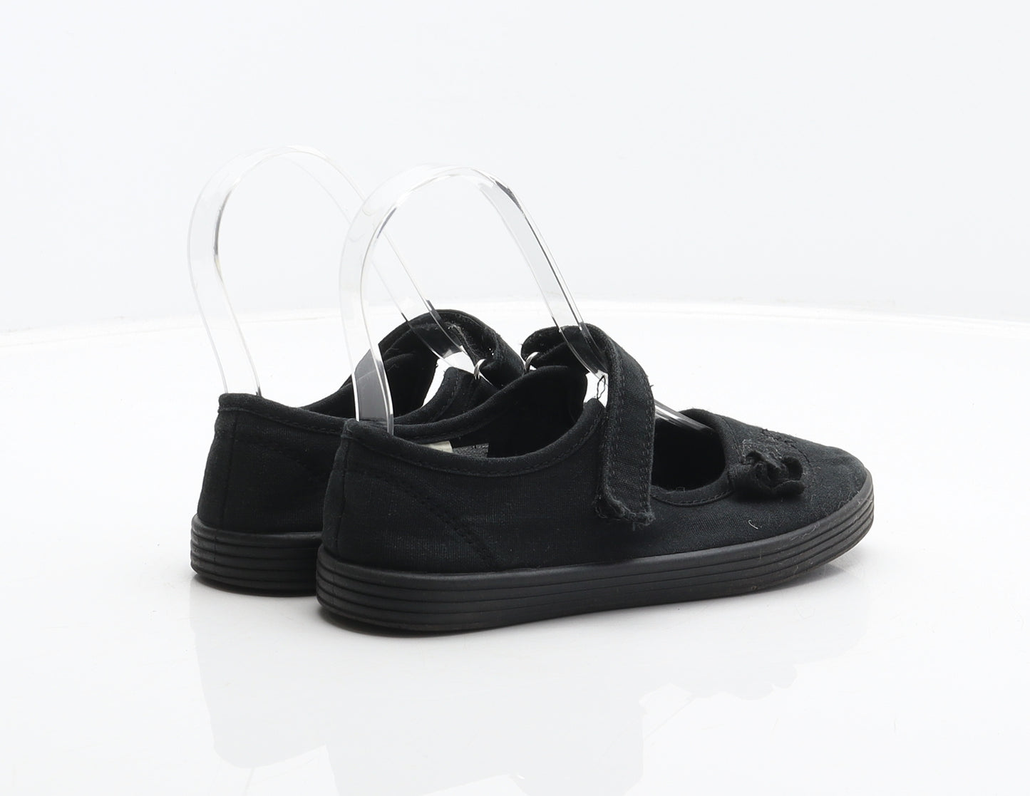 NEXT Girls Black Fabric Mary Jane Flat UK 12.5 31 - Flower detail