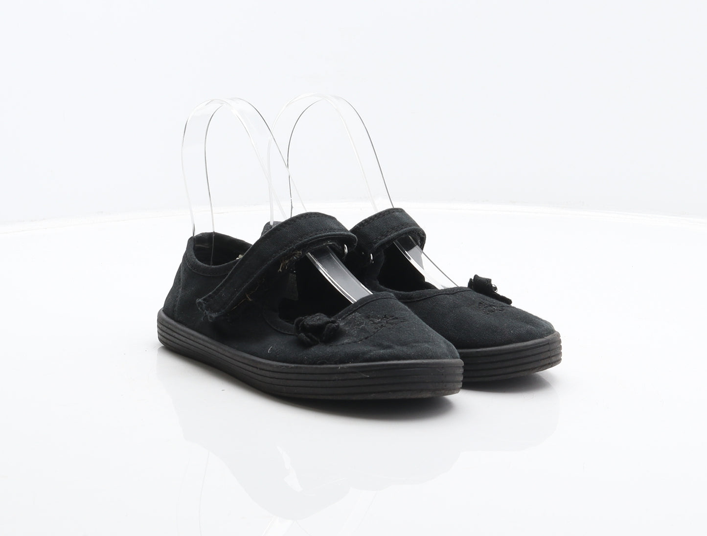 NEXT Girls Black Fabric Mary Jane Flat UK 12.5 31 - Flower detail