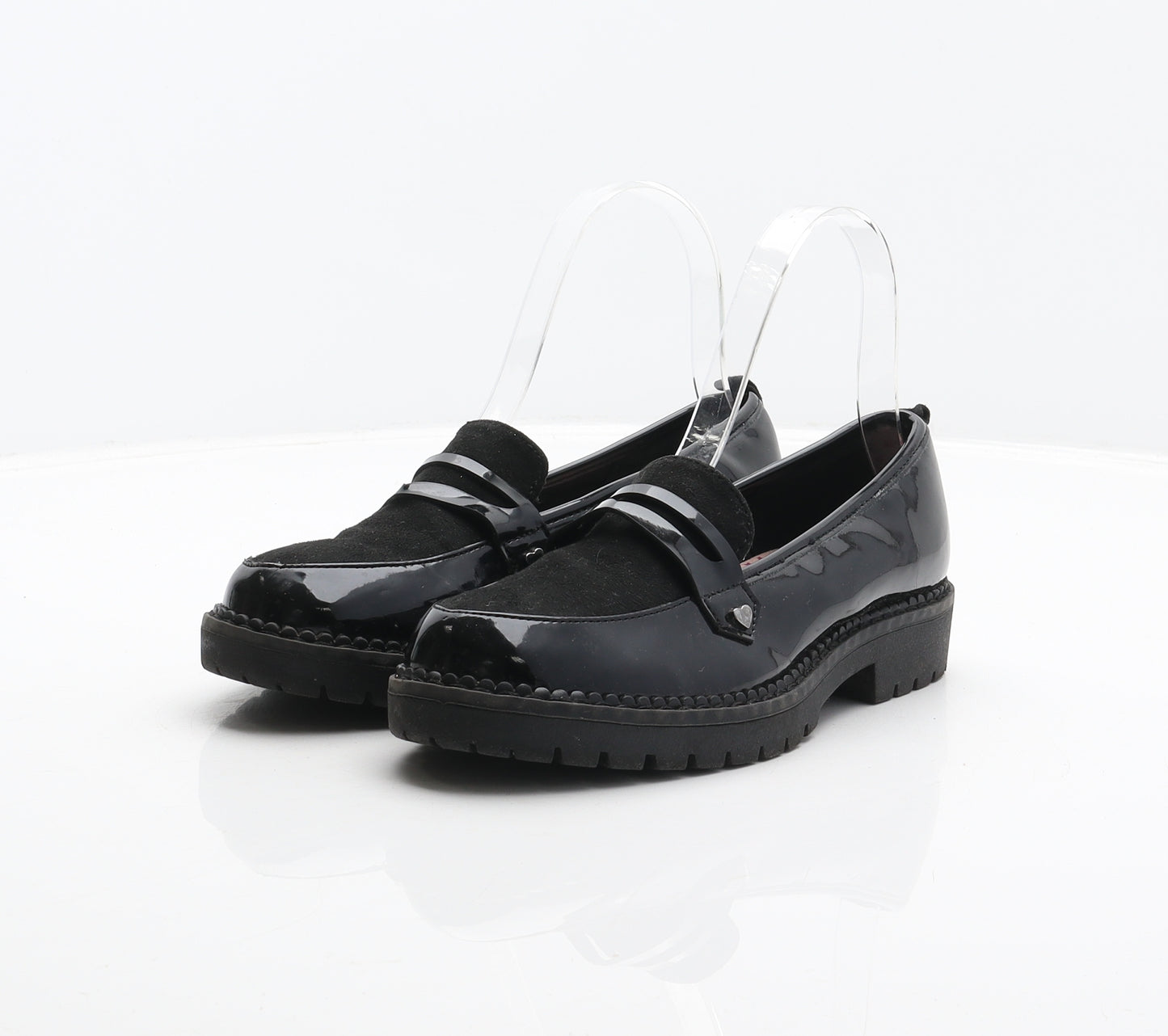 F&F Girls Black Synthetic Loafer Casual UK 2 34