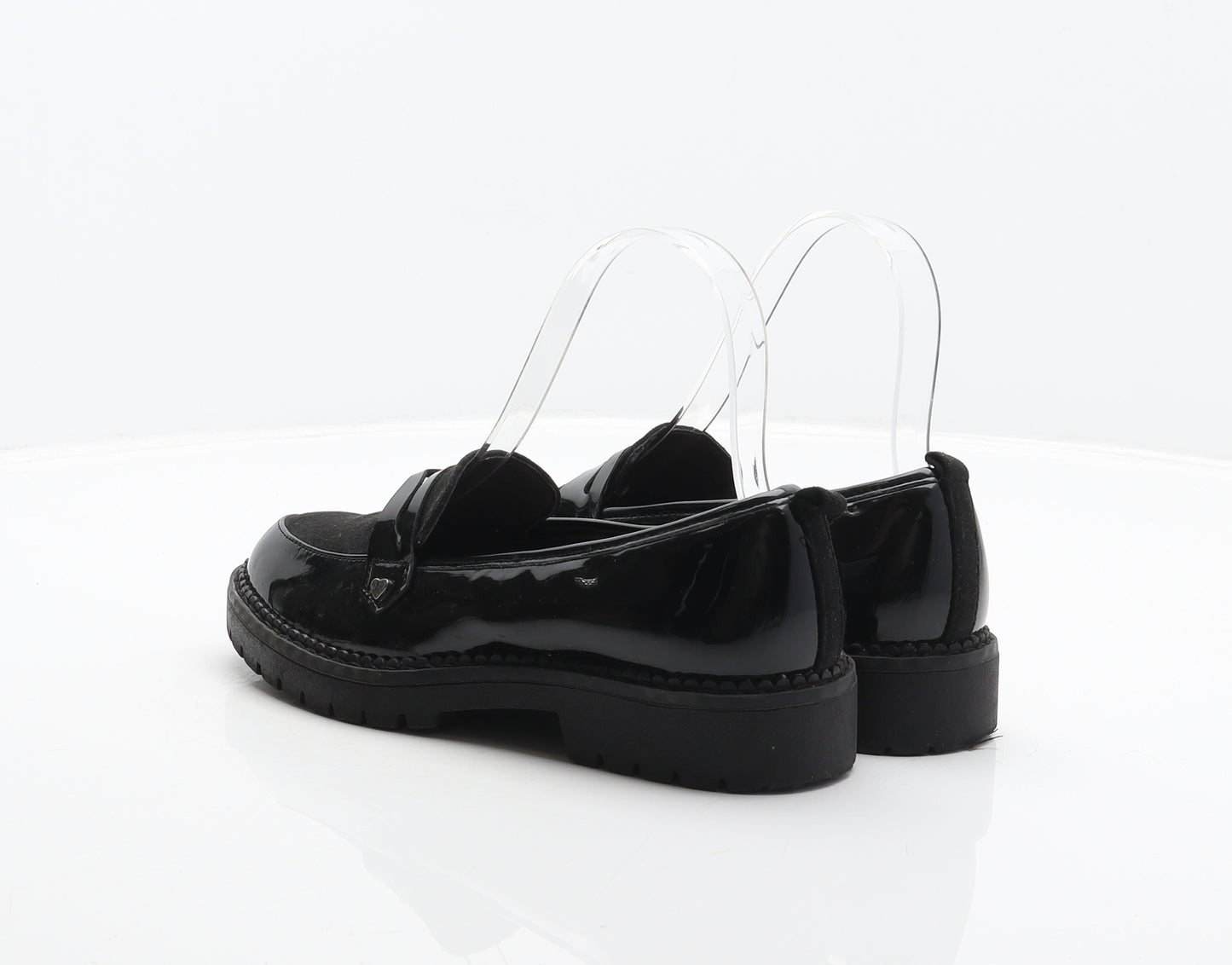 F&F Girls Black Synthetic Loafer Casual UK 2 34