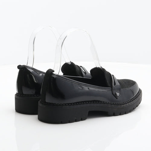 F&F Girls Black Synthetic Loafer Casual UK 2 34
