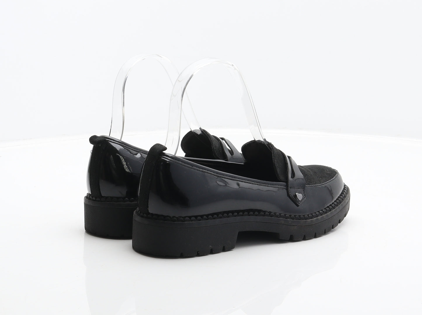 F&F Girls Black Synthetic Loafer Casual UK 2 34