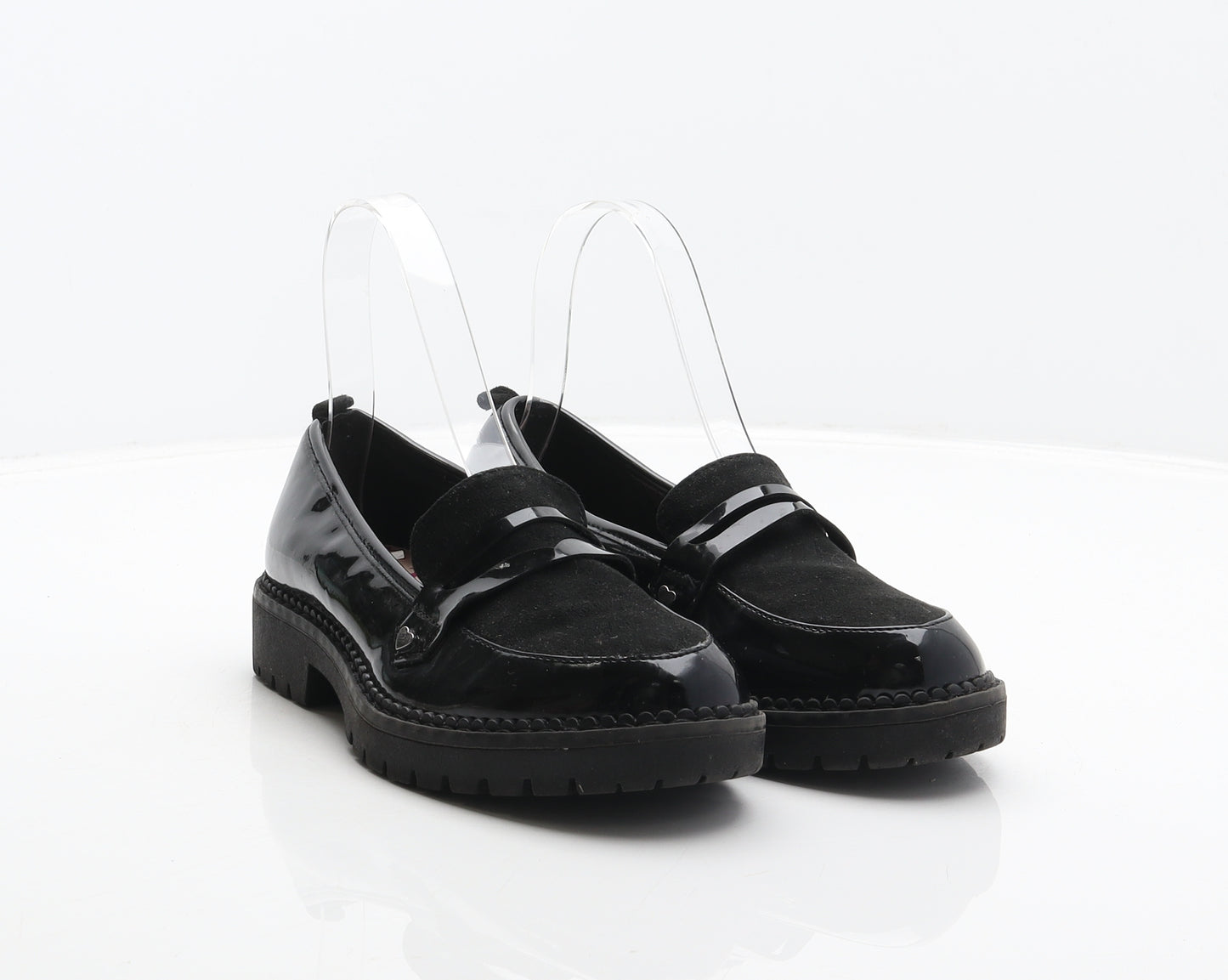 F&F Girls Black Synthetic Loafer Casual UK 2 34