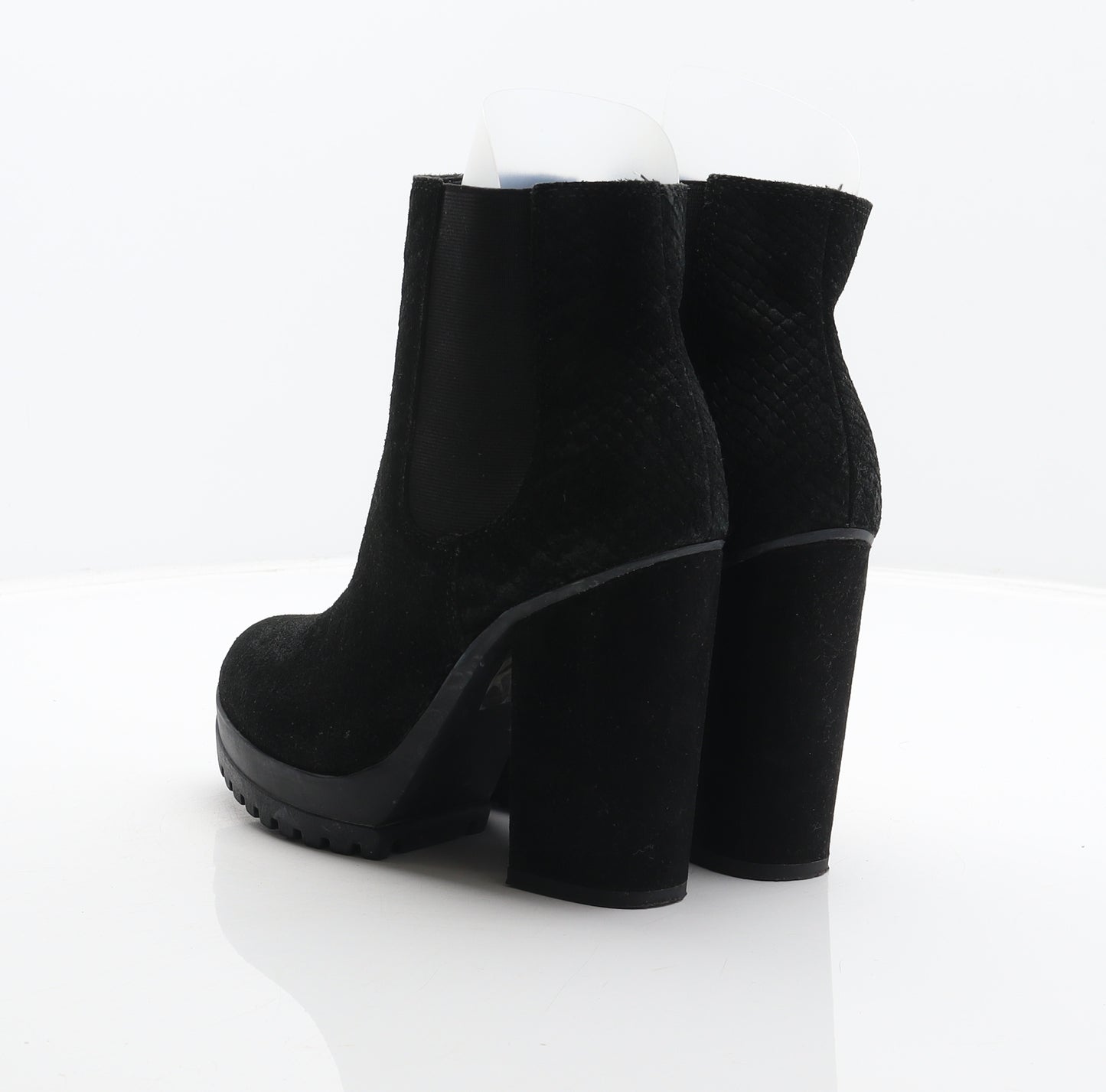 River Island Womens Black Animal Print Suede Chelsea Boot UK 4 37 - Snake print