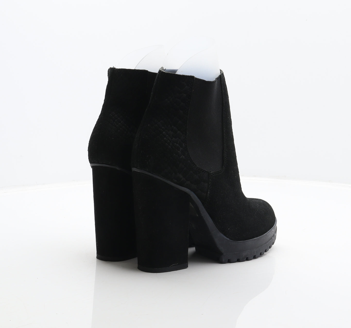 River Island Womens Black Animal Print Suede Chelsea Boot UK 4 37 - Snake print