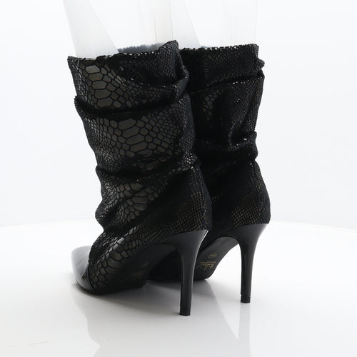 Sergio Todzi Womens Black Animal Print Polyester Bootie Boot UK 6.5 40 - Snake print