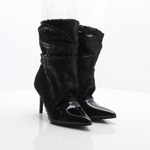 Sergio Todzi Womens Black Animal Print Polyester Bootie Boot UK 6.5 40 - Snake print