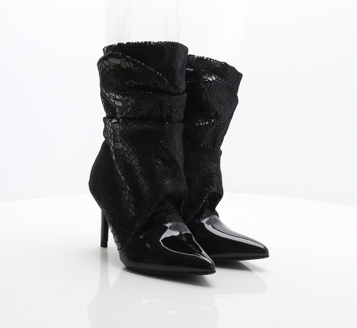 Sergio Todzi Womens Black Animal Print Polyester Bootie Boot UK 6.5 40 - Snake print