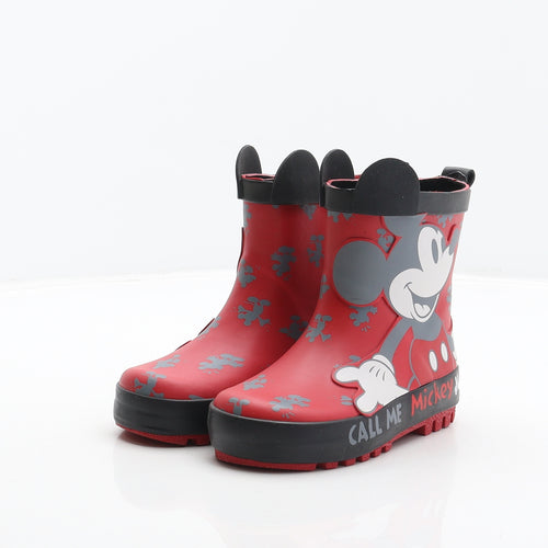 George Boys Red Synthetic Wellies Boot UK 7 24 - Mickey Mouse, Disney