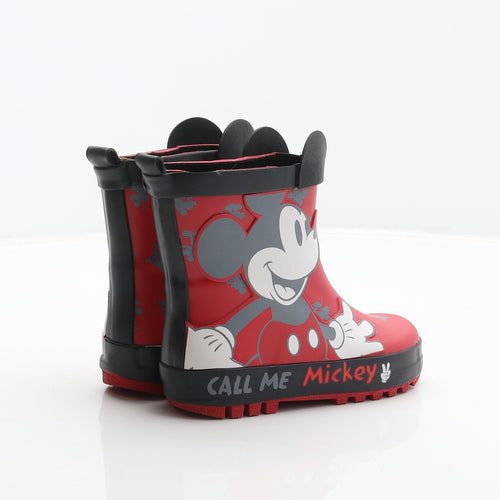 George Boys Red Synthetic Wellies Boot UK 7 24 - Mickey Mouse, Disney
