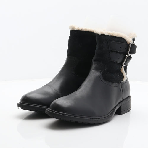 RedFoot Womens Black Leather Shearling Style Boot UK 6 39