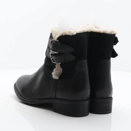 RedFoot Womens Black Leather Shearling Style Boot UK 6 39