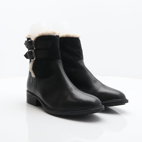 RedFoot Womens Black Leather Shearling Style Boot UK 6 39