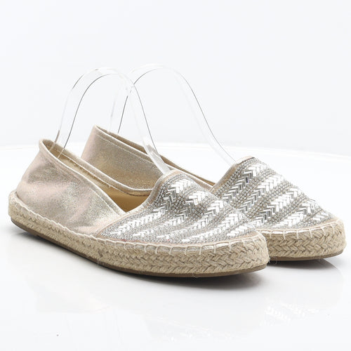 Primark Womens Gold Polyester Espadrille Casual UK 7 40