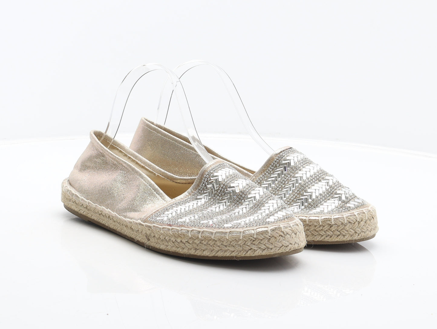 Primark Womens Gold Polyester Espadrille Casual UK 7 40