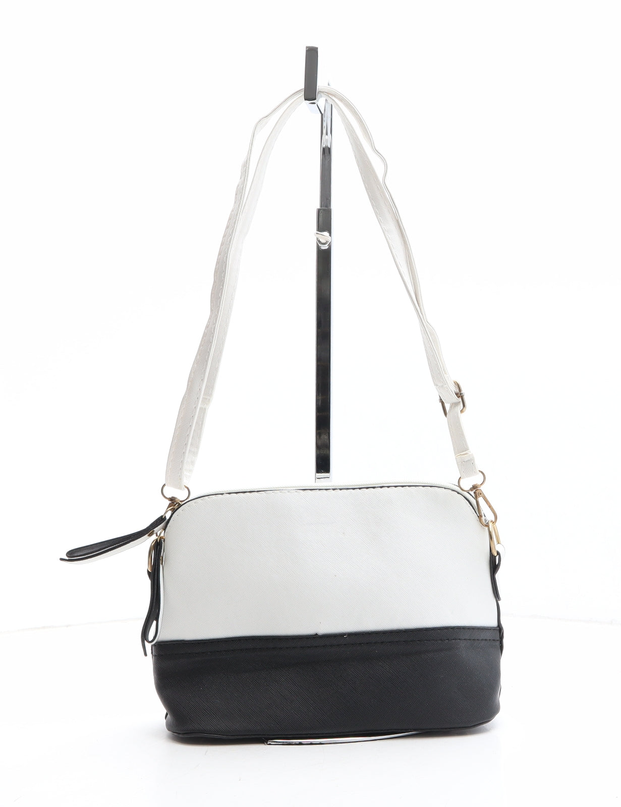 Preworn Womens White Colorblock Polyethylene Crossbody Size Mini