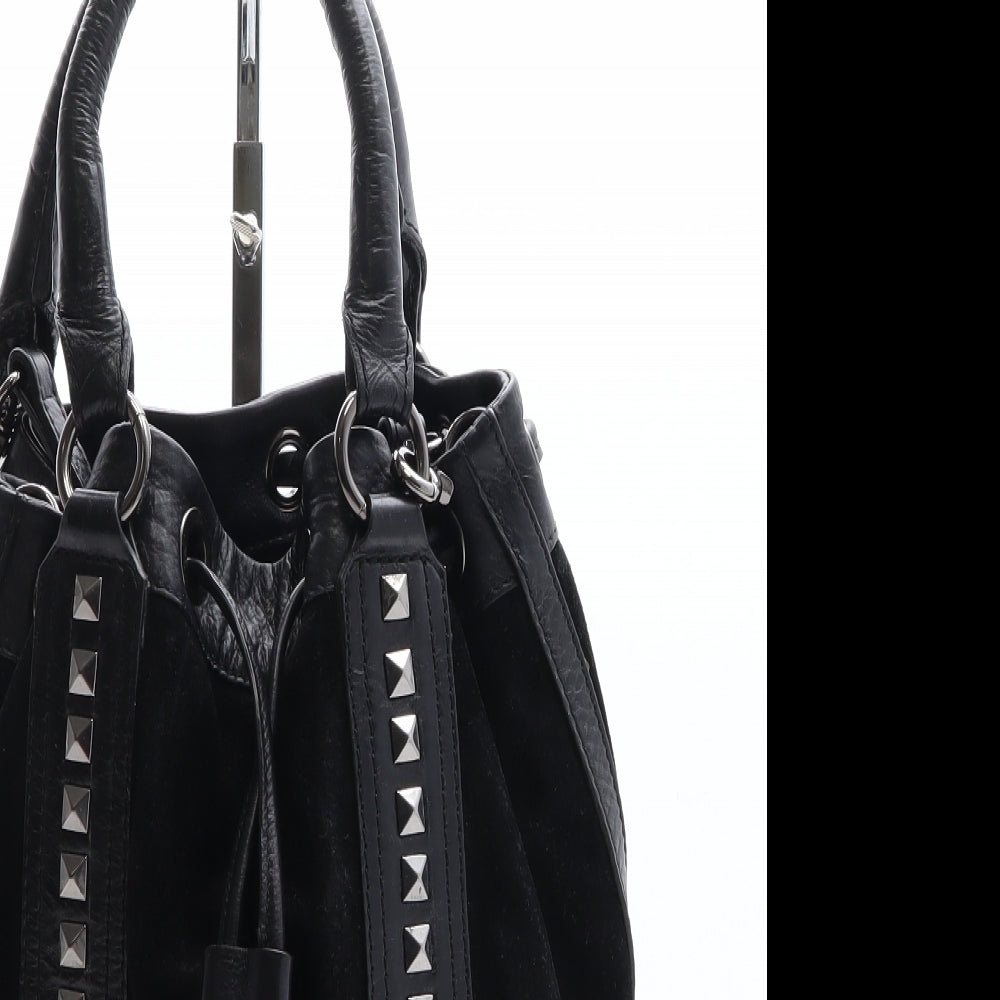 Clarks Womens Black Leather Bucket & Drawstring Bag Size Medium