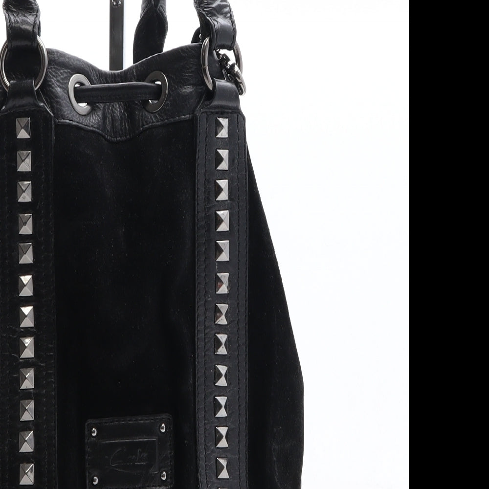 Clarks Womens Black Leather Bucket & Drawstring Bag Size Medium