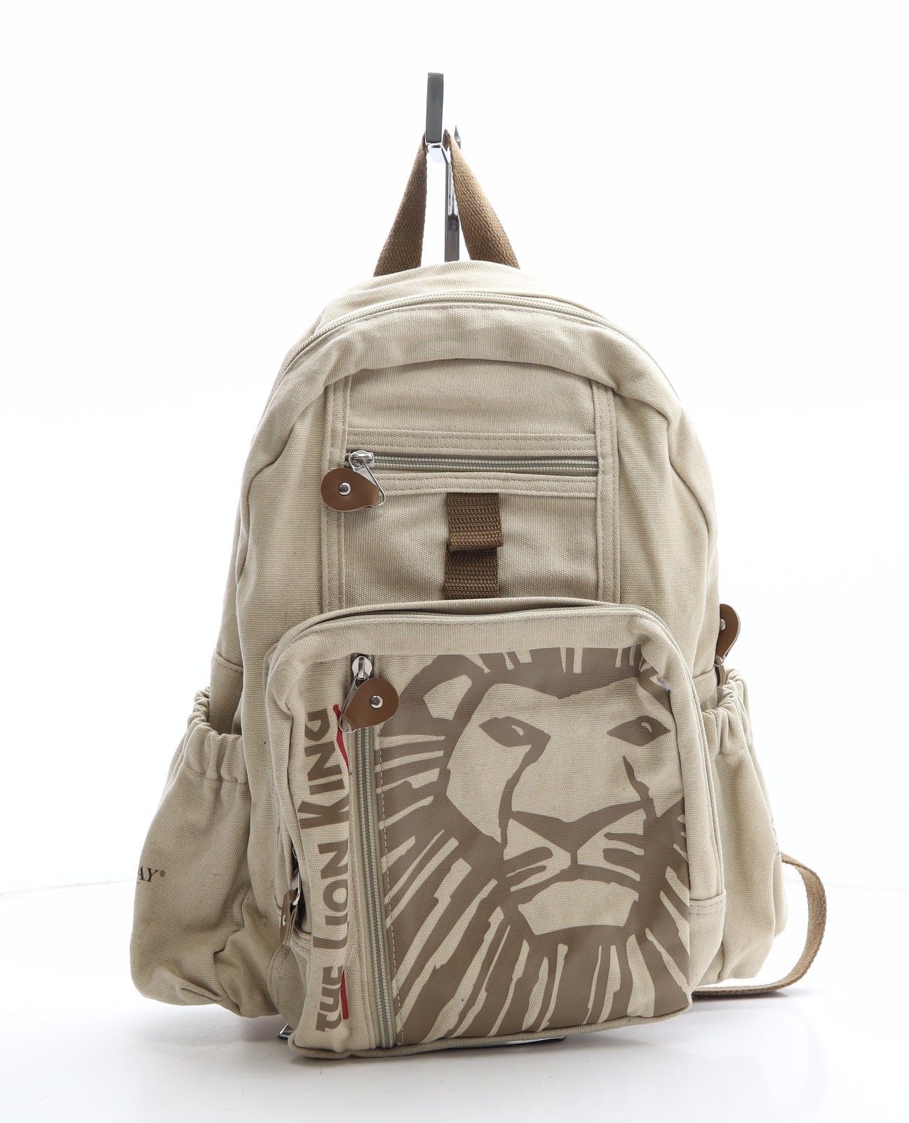 Disney Womens Beige Geometric Cotton Backpack Size Medium - The Lion King