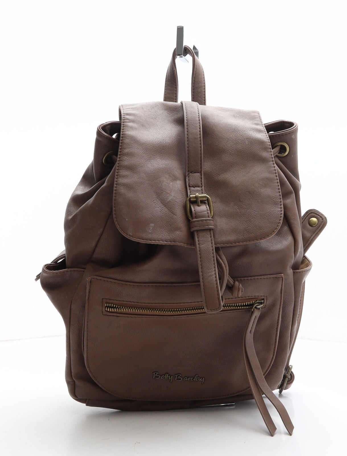 Betty Barclay Womens Brown Polyethylene Backpack Size Large