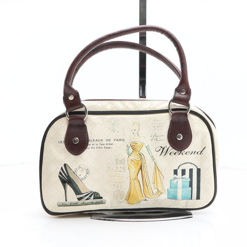 Preworn Womens Ivory Geometric Polyethylene Top Handle Bag Size Mini - Fashion Icons