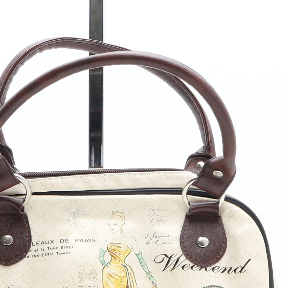 Preworn Womens Ivory Geometric Polyethylene Top Handle Bag Size Mini - Fashion Icons