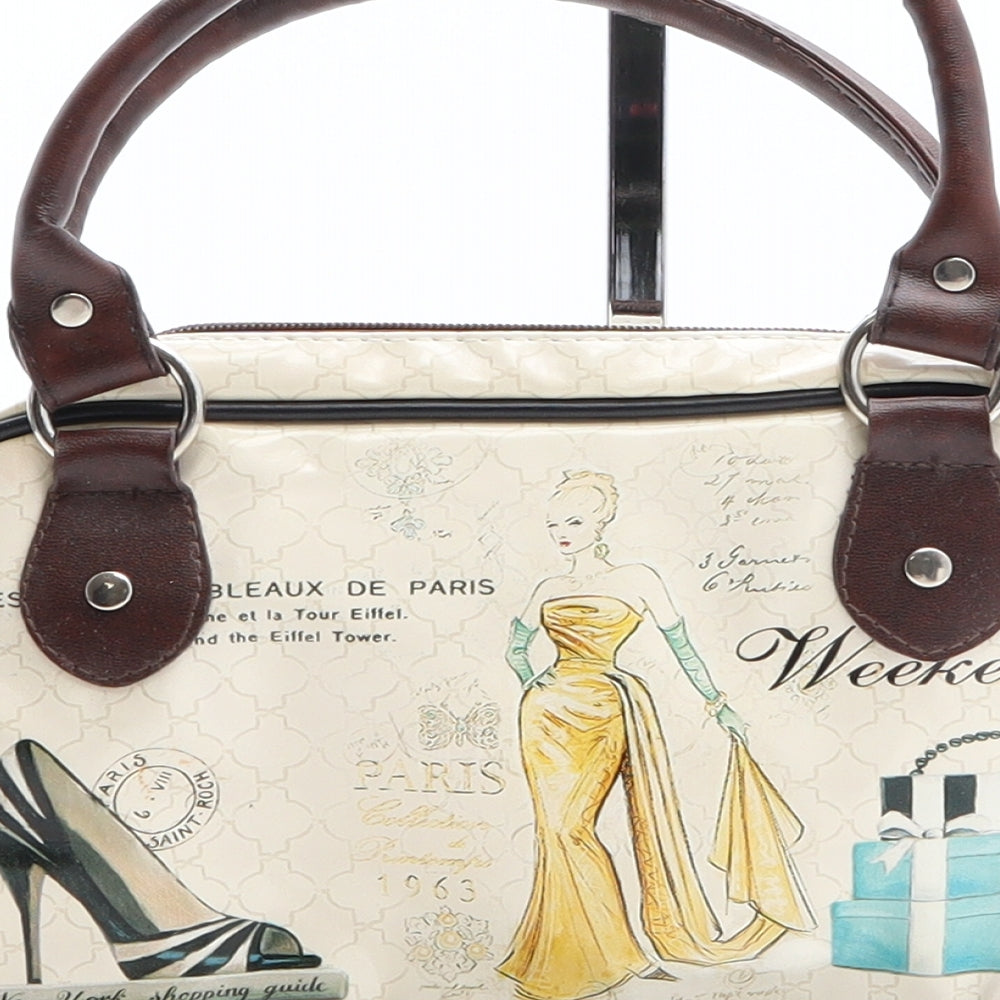 Preworn Womens Ivory Geometric Polyethylene Top Handle Bag Size Mini - Fashion Icons