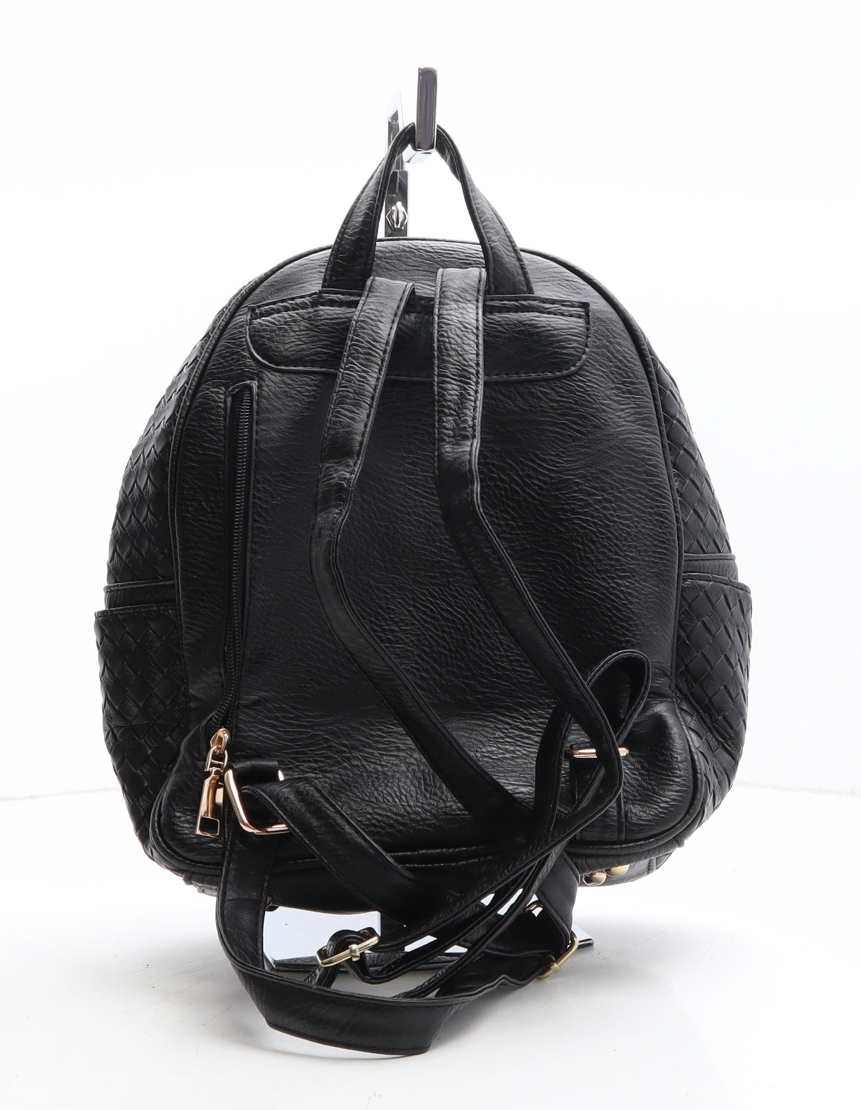 WOW Womens Black Geometric Polyethylene Backpack Size Small