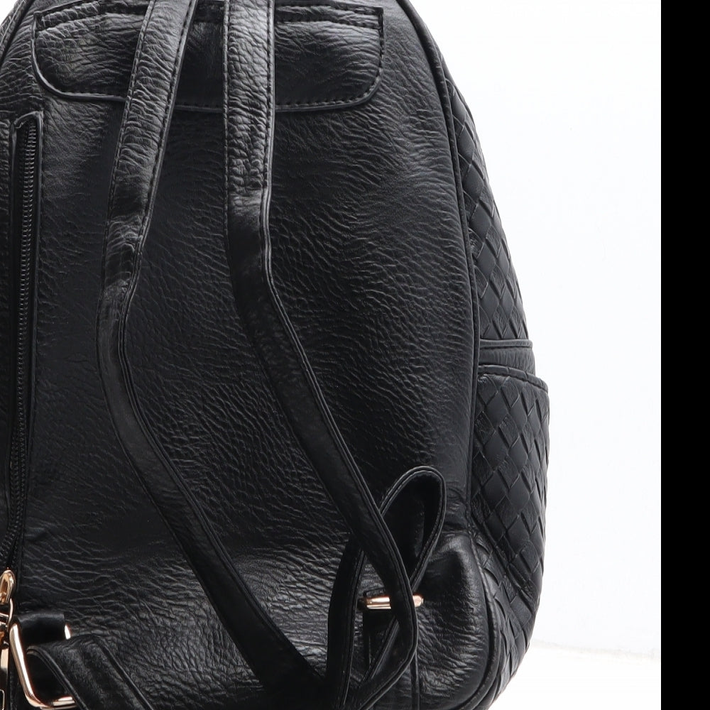 WOW Womens Black Geometric Polyethylene Backpack Size Small