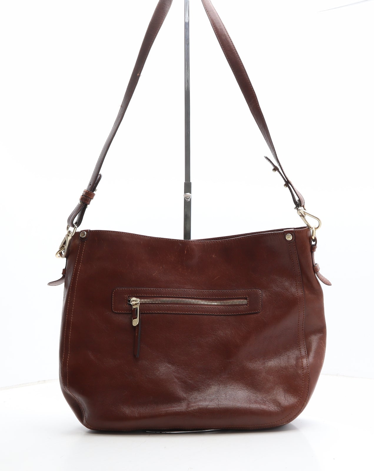 Massimo Dutti Womens Brown Leather Crossbody Size Large