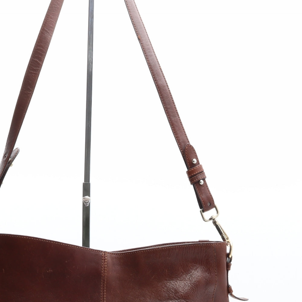 Massimo Dutti Womens Brown Leather Crossbody Size Large