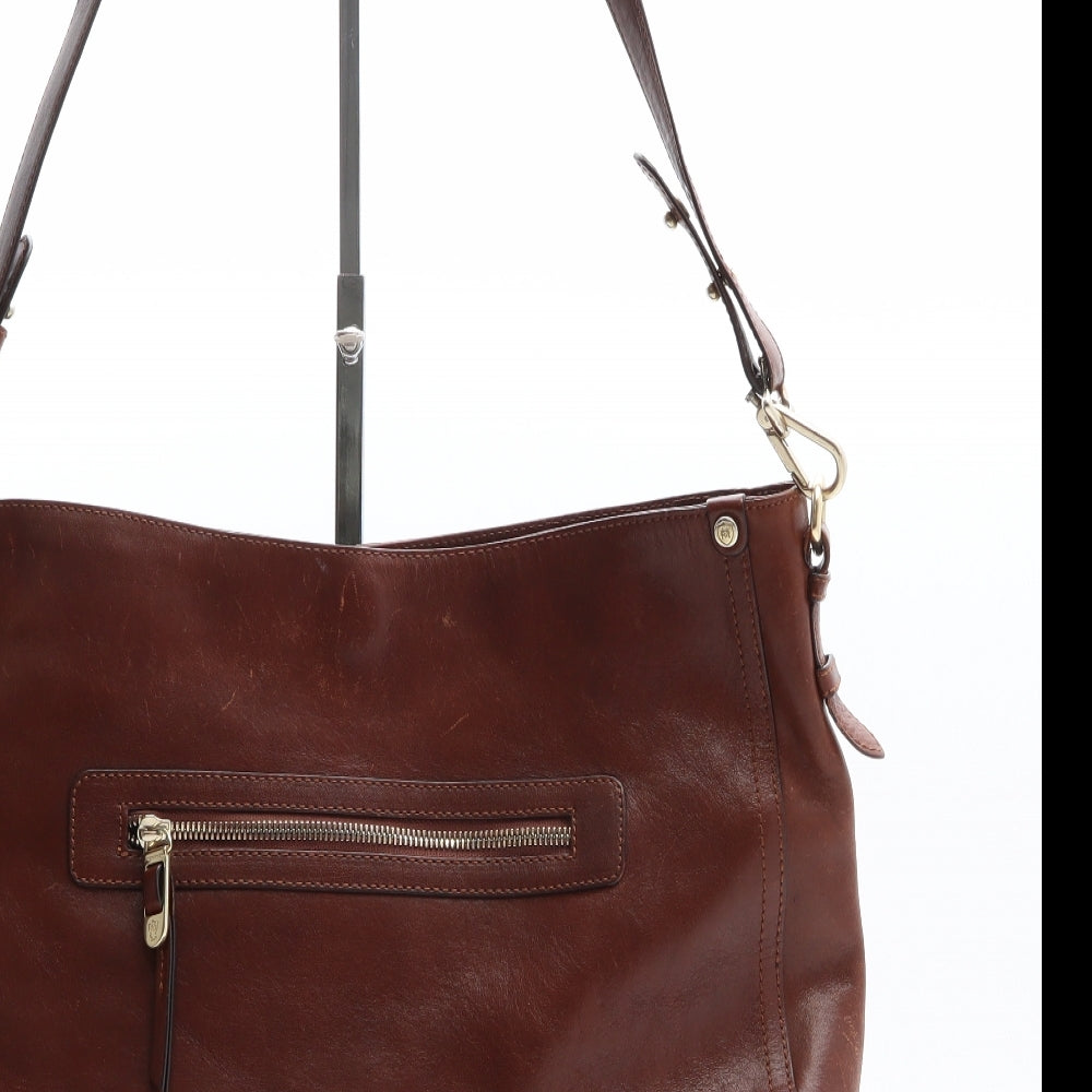 Massimo Dutti Womens Brown Leather Crossbody Size Large