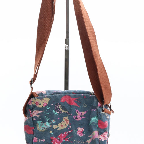Metro Womens Blue Geometric Cotton Crossbody Size Small