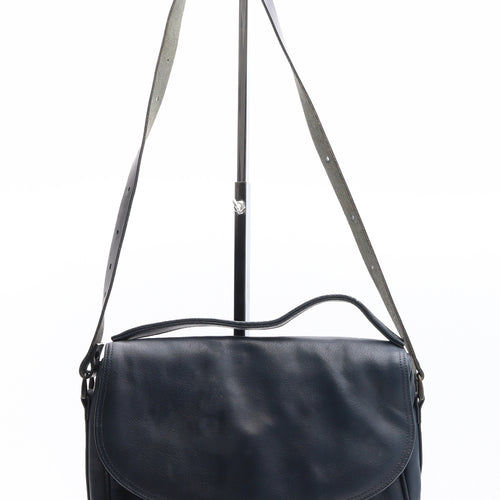 Preworn Womens Blue Leather Satchel/Top Handle Bag Size Small