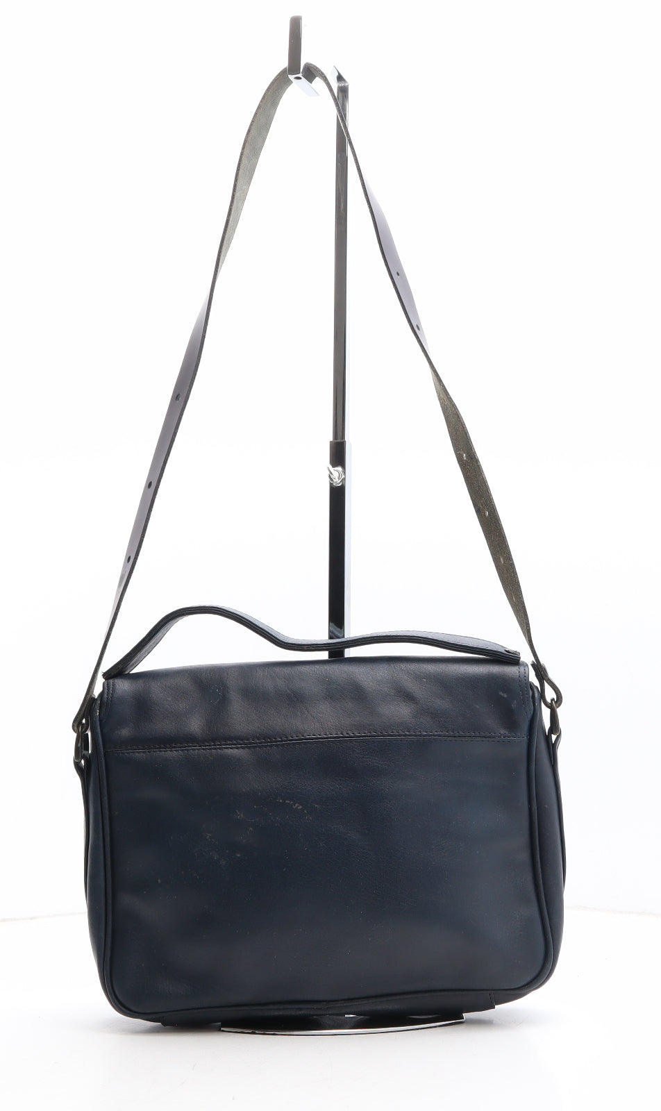 Preworn Womens Blue Leather Satchel/Top Handle Bag Size Small