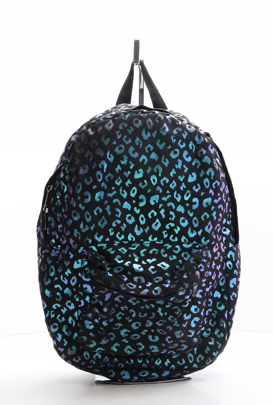 Preworn Womens Black Animal Print Polyester Backpack Size Large