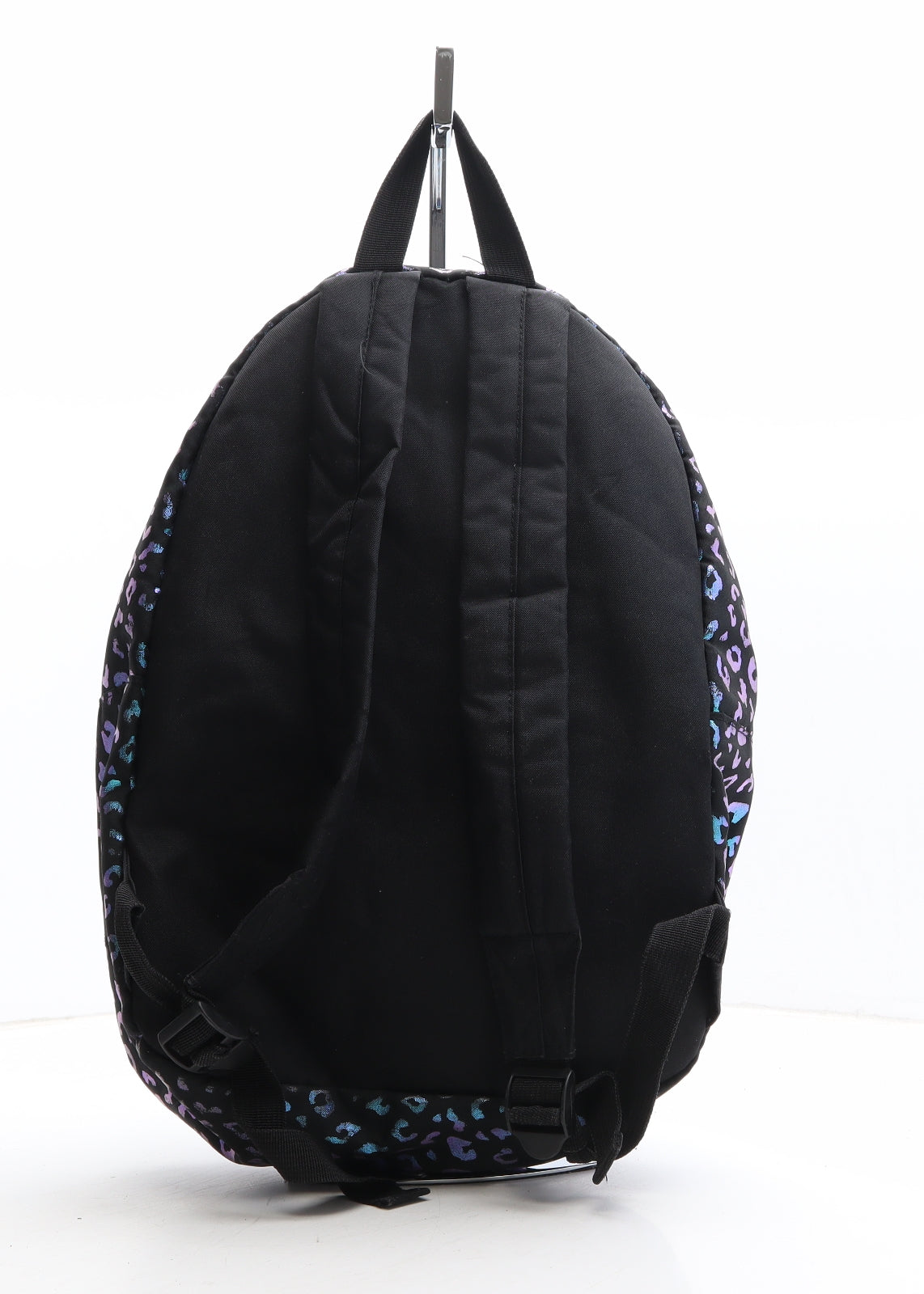 Preworn Womens Black Animal Print Polyester Backpack Size Large