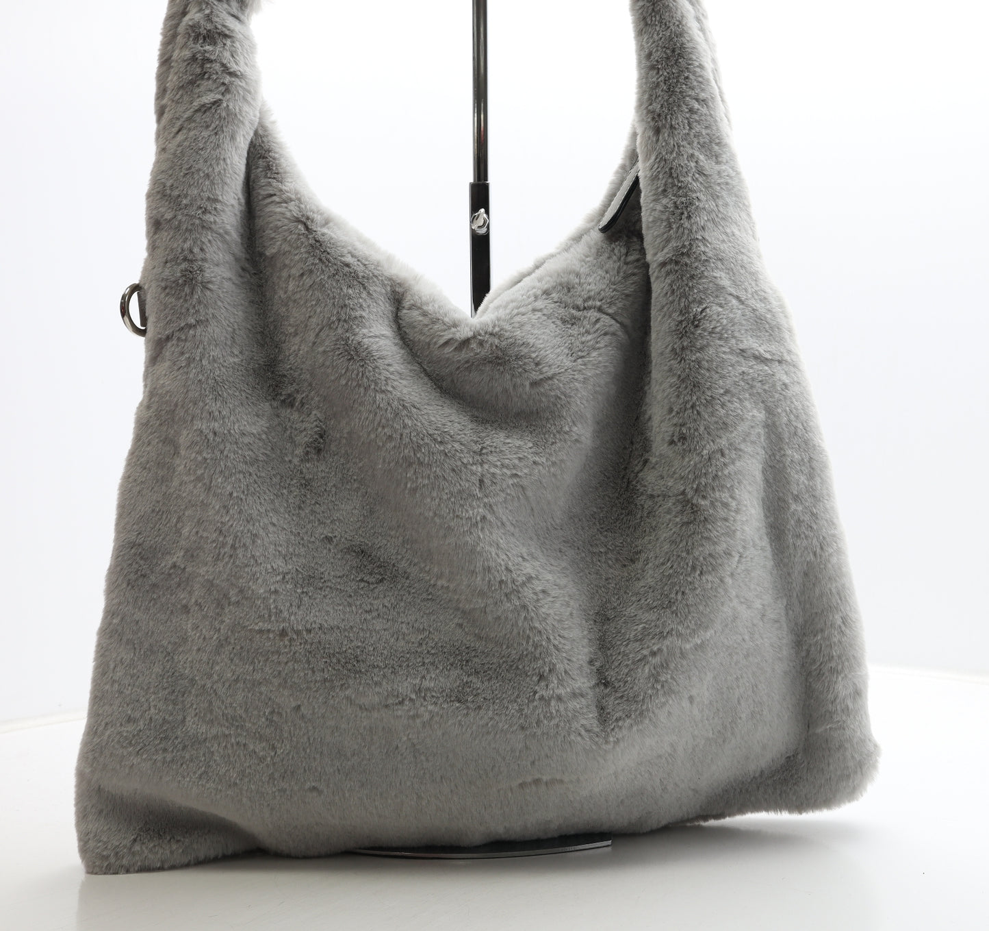 Preworn Womens Grey Polyester Shoulder Bag Size Large - Fluffy Detail
