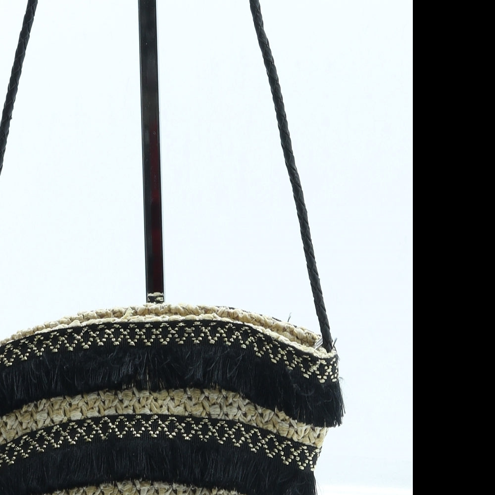 New Look Womens Begonia Pink Striped Wicker Crossbody Size Mini