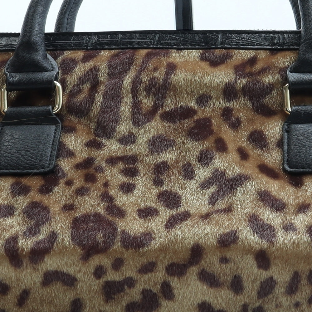 River Island Womens Brown Animal Print Polyester Duffle Size Large