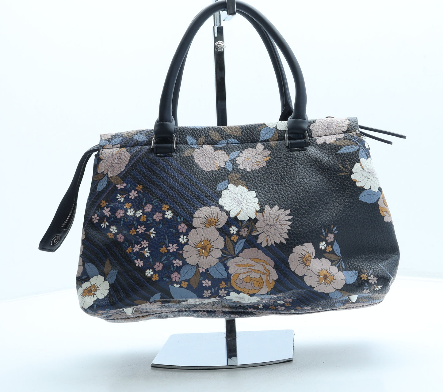 Fiorelli Womens Blue Floral Leather Top Handle Bag Size Medium
