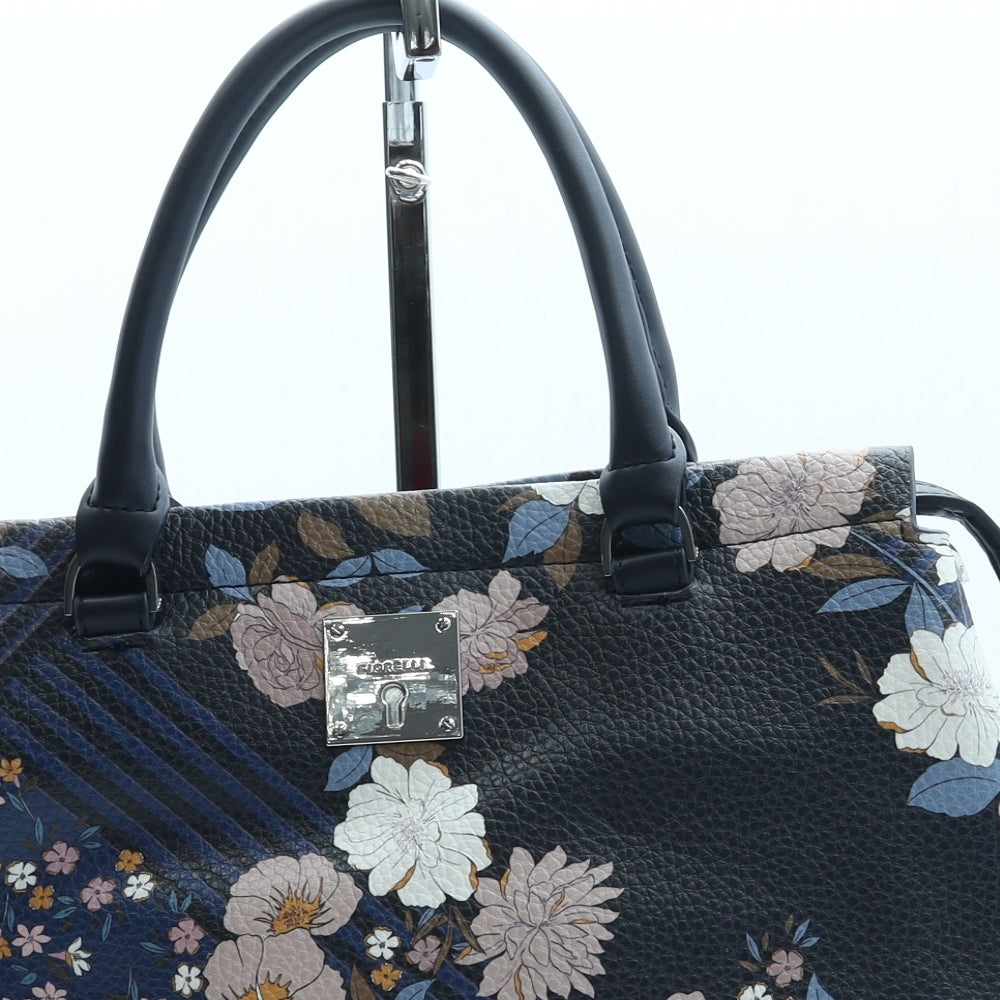 Fiorelli Womens Blue Floral Leather Top Handle Bag Size Medium