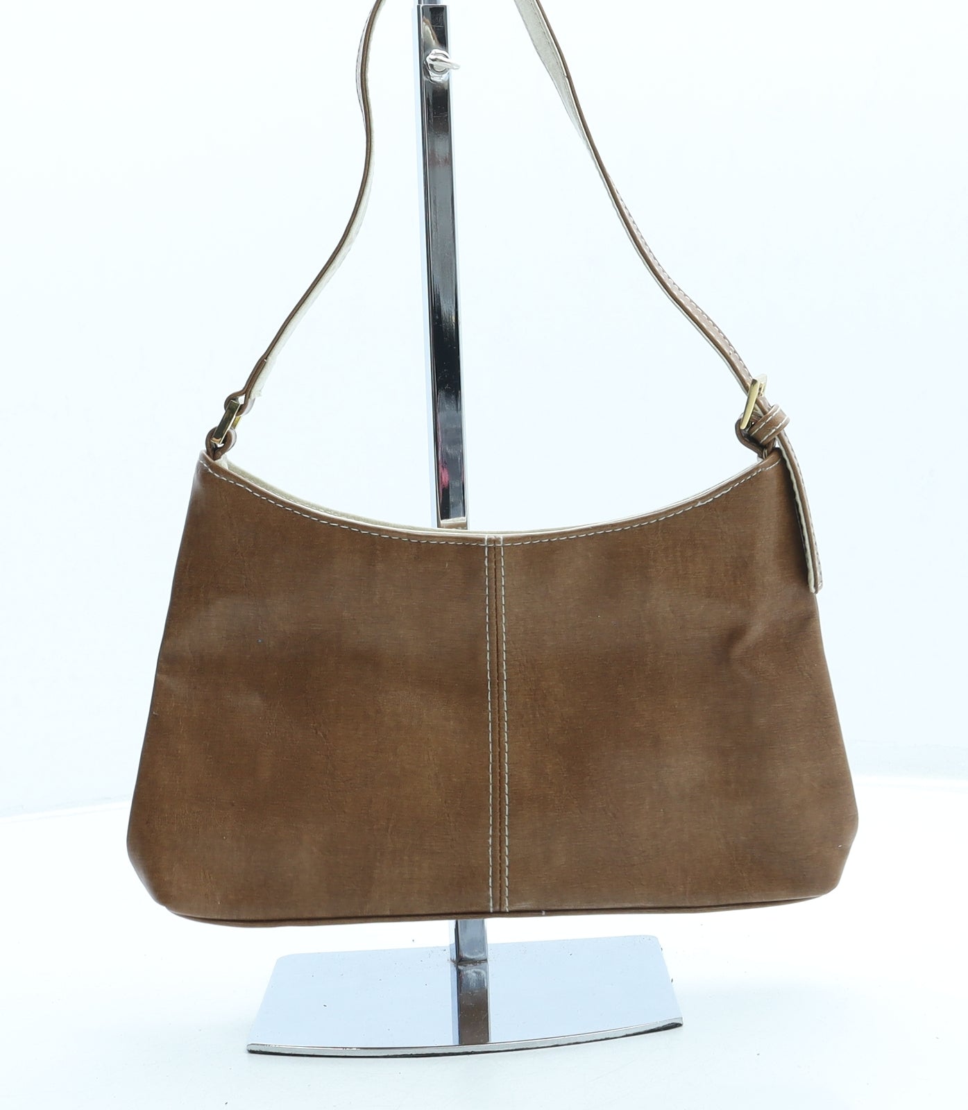 Preworn Womens Brown Leather Shoulder Bag Size Small