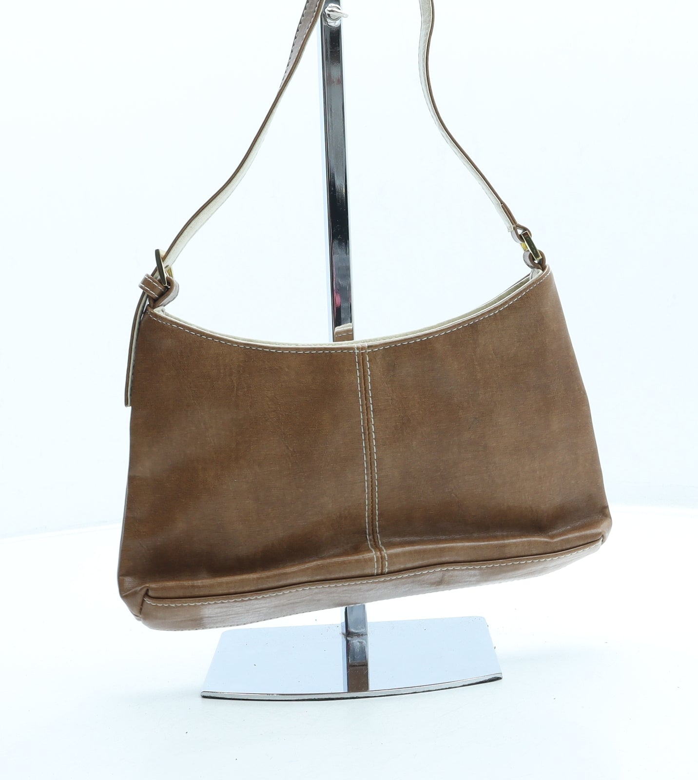 Preworn Womens Brown Leather Shoulder Bag Size Small
