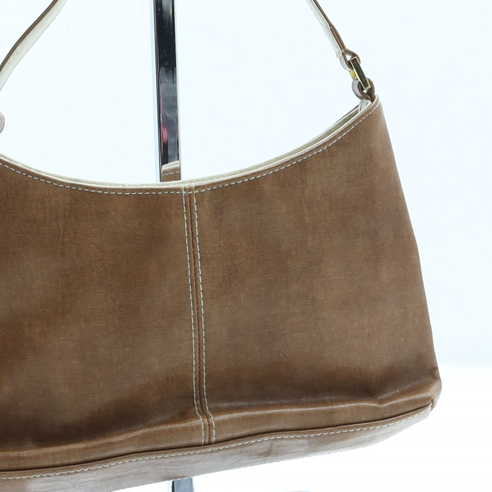 Preworn Womens Brown Leather Shoulder Bag Size Small